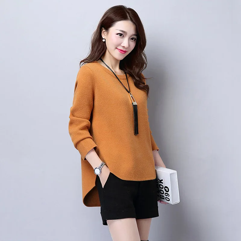 2018 осенне-зимний вязаный свитер женский пуловер корейское свободное тонкое