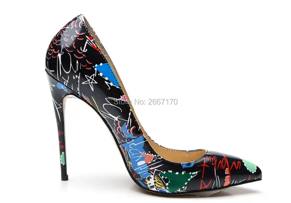 Женские кожаные туфли-лодочки с острым носком 12 см | Обувь