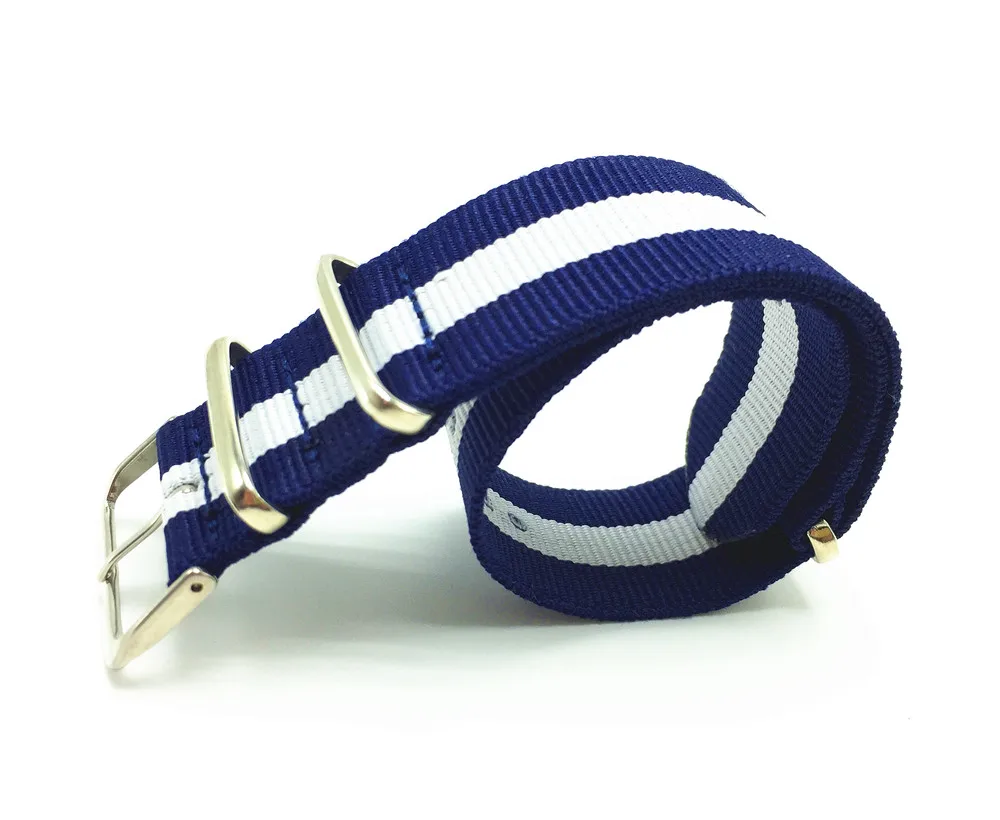 24 мм нато G10 синий белой полосой армия ремешок группы спорт для часов | Наручные