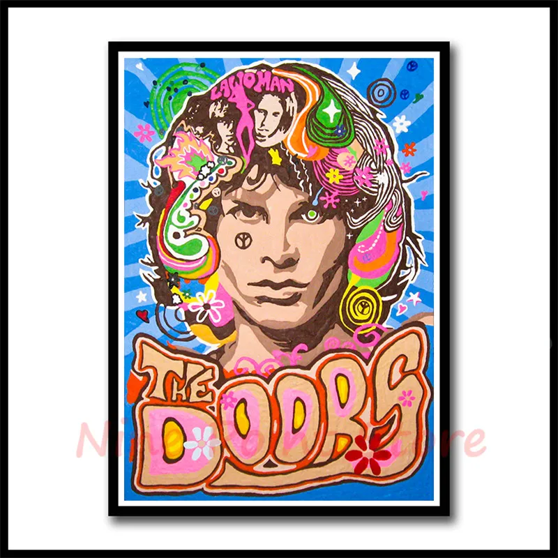 Двери, Jim Morrison, рок-группа, музыка, белая бумага с покрытием, плакаты, настенные Стикеры, домашний декор, Настенный декор, без рамки - Цвет: Фиолетовый