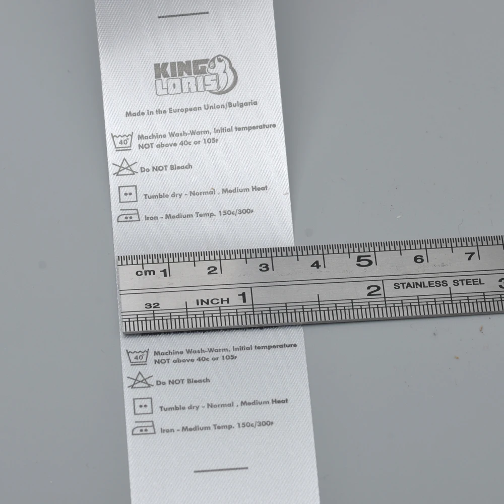 Белая этикетка для ухода за одеждой ширина 35 мм индивидуальный дизайн бирки