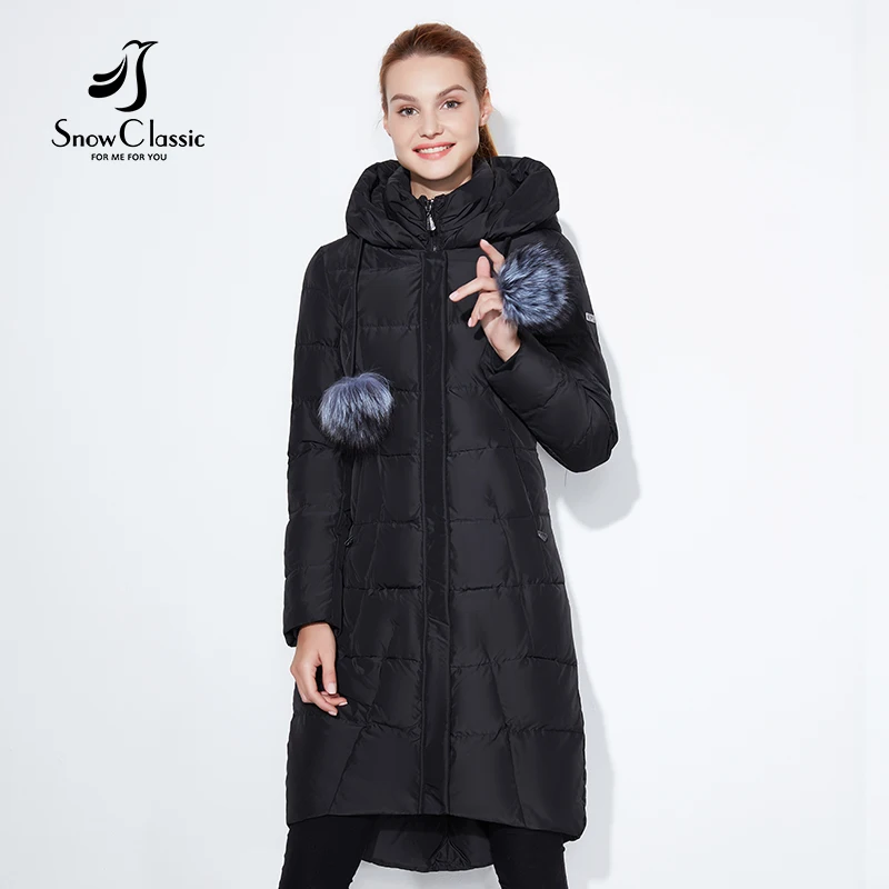 SnowClassic 2018 зима длинная куртка женщин теплый пальто мода Preppy Style outwear сплошной