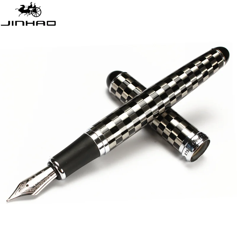 Ручки перьевые jinhao X750 два СИБ 0.5 мм 1.0 мм изгиб перо каллиграфии пера высокое качество канцелярия чернила ручки для записи - Цвет: Gray Chessboard