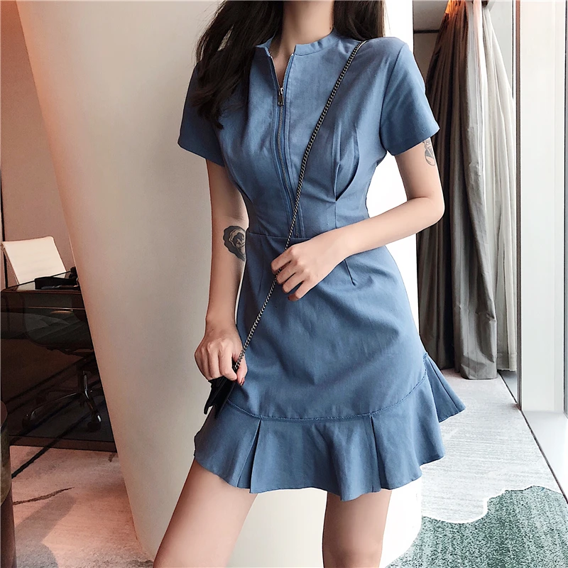 Женские милые платья Chic Ins Kawaii с оборками в винтажном стиле на молнии короткими