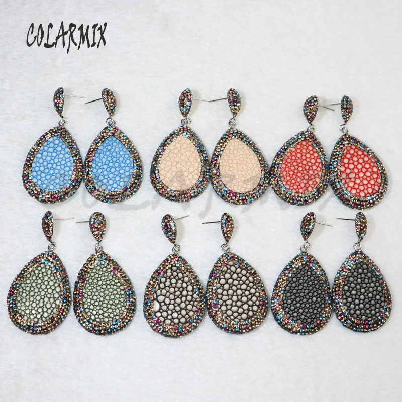 3 пары висячие серьги из кожи проложить красочные со стразами подарок для леди
