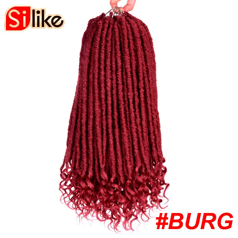 # Бордовый Silike 14 18 дюймов мягкие Faux Locs Curly концы крючком плетение волос синтетические волосы для наращивания 24 подставки/упаковка богиня искусственный Locs - Цвет: # Бордовый