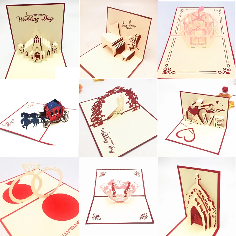 Поздравительные открытки с 3D выдвижными открытками 50 шт.|Открытки и приглашения|