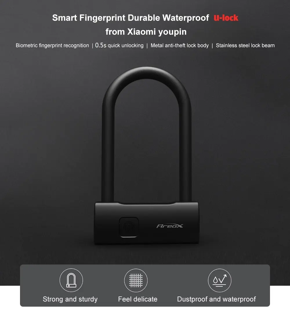Xiaomi AreoX U8 умный отпечаток пальца u-замок Противоугонный велосипедный мотоцикл замок раздвижная дверь окно автомобиля Пароль водонепроницаемый