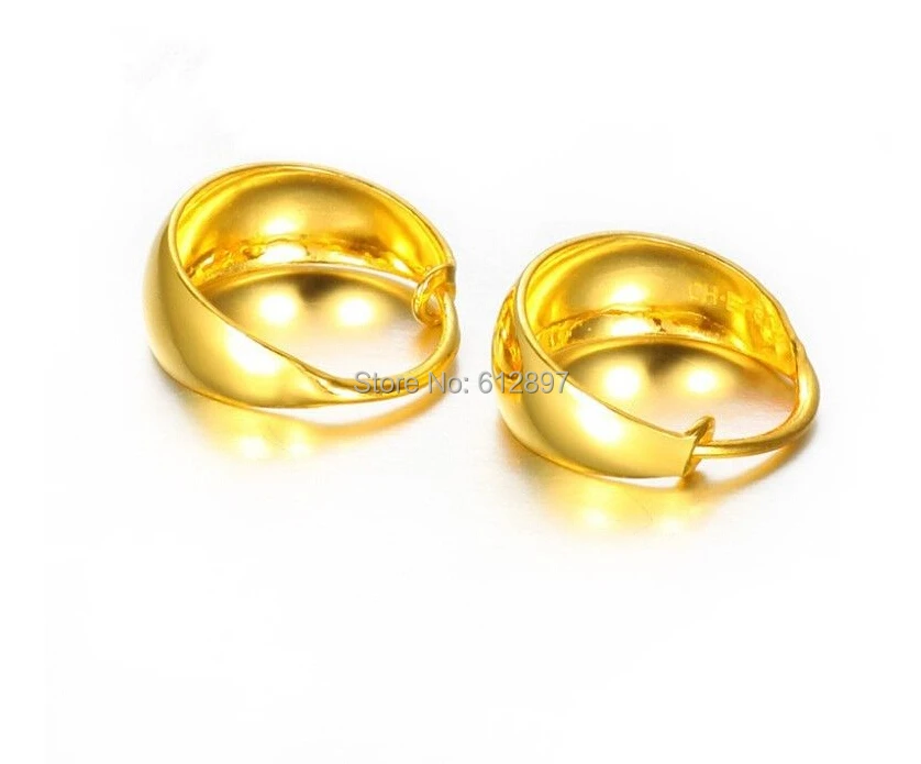 "999 однотонные серьги-кольца из желтого золота 24k/женские гладкие серьги-кольца/4,68 г"