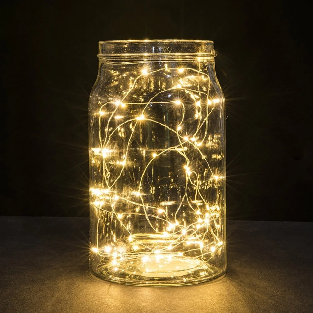 2 м 20LED кнопка на батарейках Серебряная медная проволока мини сказочные гирлянды