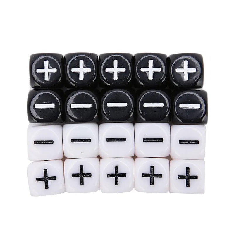 Пластиковые 6 сторонние игральные кости минус плюс D6 для настольных игр D & MTG RPG