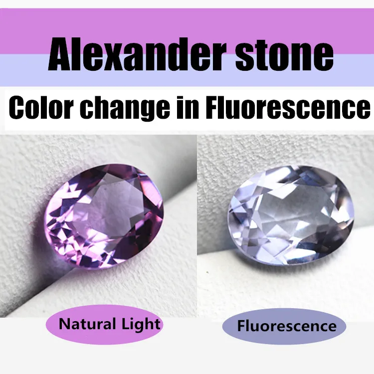 115# Hot sale Oval shape Alexandrite stone purple change grey in fluorescent light faceted created gemstone beads jewelry DIY