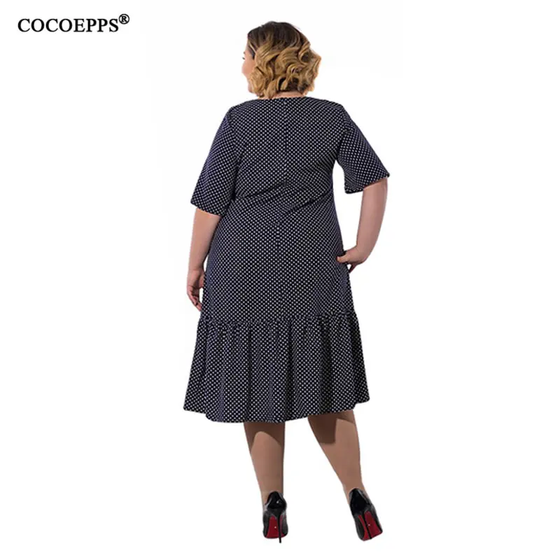 COCOEPPS модные Лоскутные Летние платья для женщин большого размера в горошек офисное платье нового размера плюс Повседневное платье Vestidos