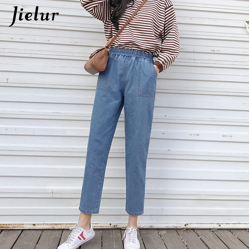 Jielur Harajuku S-5XL уличные джинсы для женщин в стиле бойфренд корейские синие Femme 2020