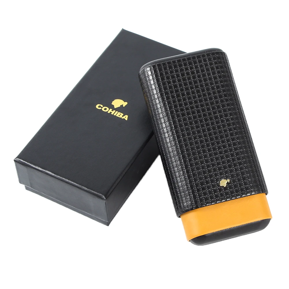 Кожаный дорожный Чехол для сигар COHIBA Humidor портативный держатель в виде трубки