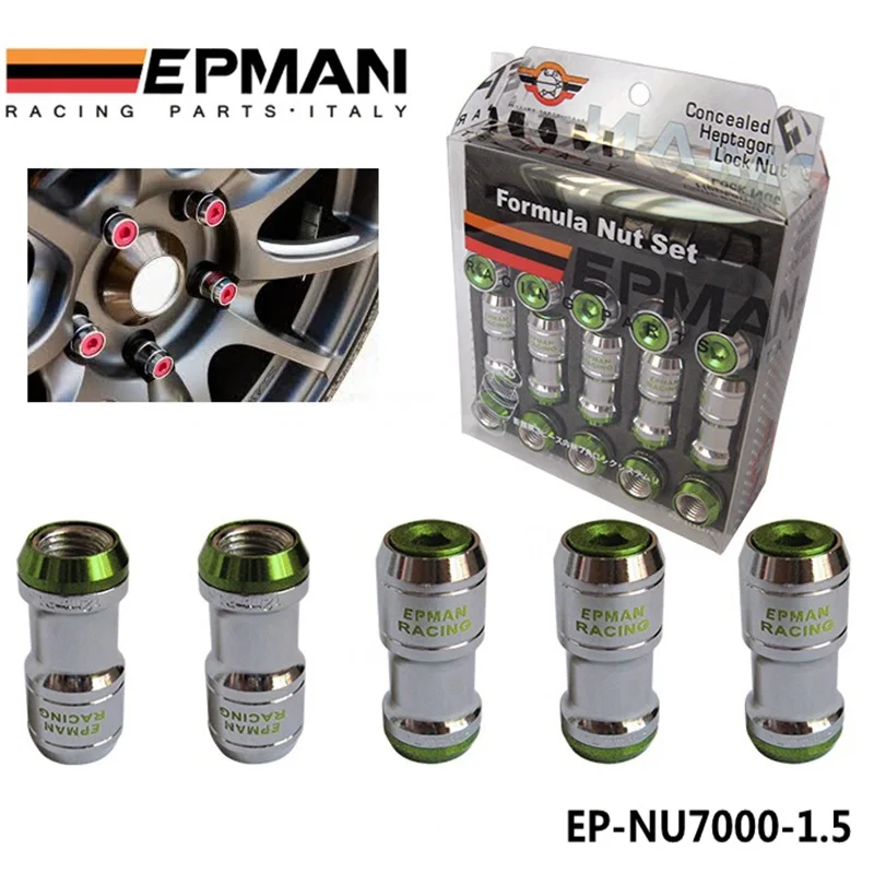 M12 X1.5 аутентичный EPMAN желудь обод гоночные гайки колеса винт 20 шт. автомобиль для Toyota для VOLK EP-NU7000-1.5 - Название цвета: Зеленый