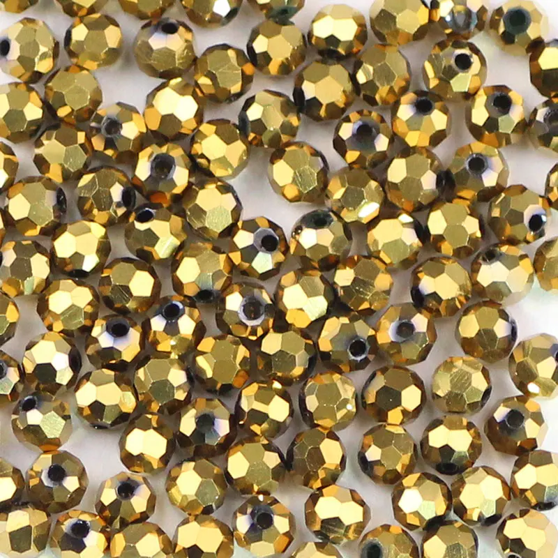 Gold WLYeeS 4 мм граненые шарики Австрийские футбольные хрустальные бусины 100 шт для рукоделия жемчуг с отверстием свободные граненые стеклянные бусины - Цвет: Gold