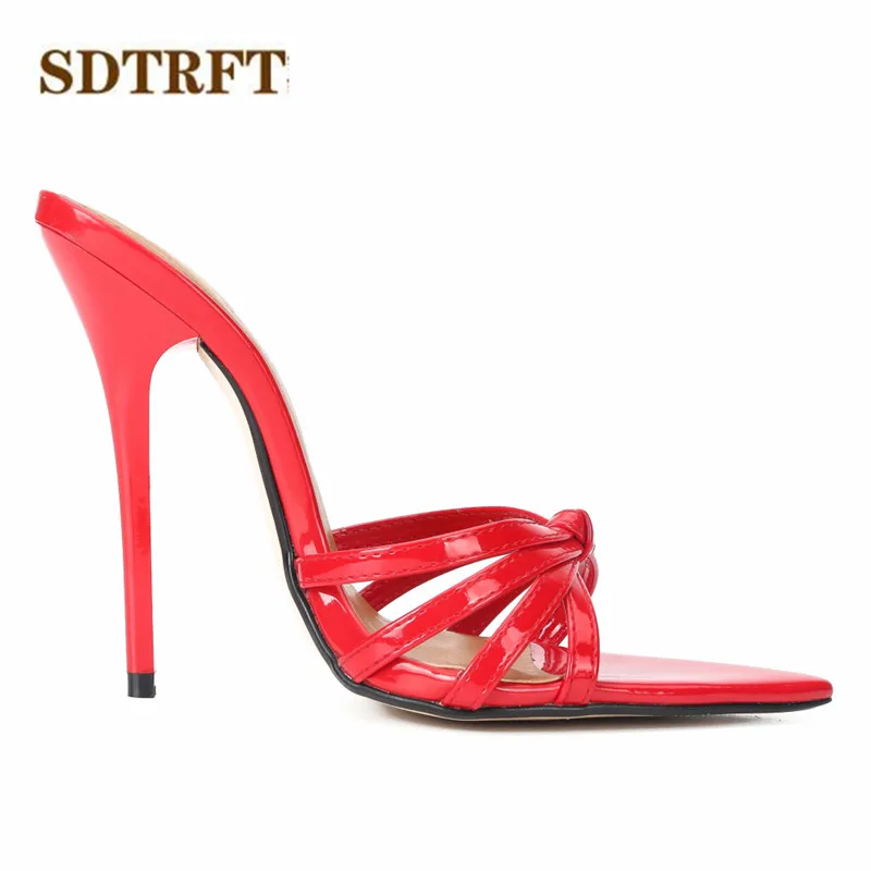 

SDTRFT Slides Plus:45 46 47 48 Women Party Sandals Summer Elegant 13cm thin High Heels Crossdresser Shoes woman Peep Toe pumps