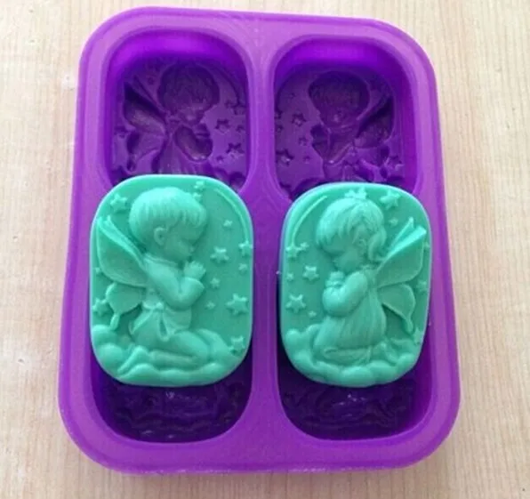 4 angels C Силиконовая форма, 4 отверстия, ангельская рамка, формы для выпечки и мыла, силикагелевая форма, Новейшая Форма для помадки, инструменты для украшения торта, шоколадная клейкая паста - Цвет: 4 angels C