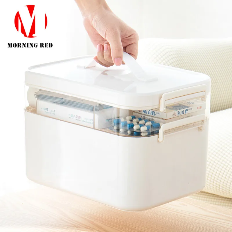 Домашний портативный аптечка первой помощи многослойный контейнер для лекарств