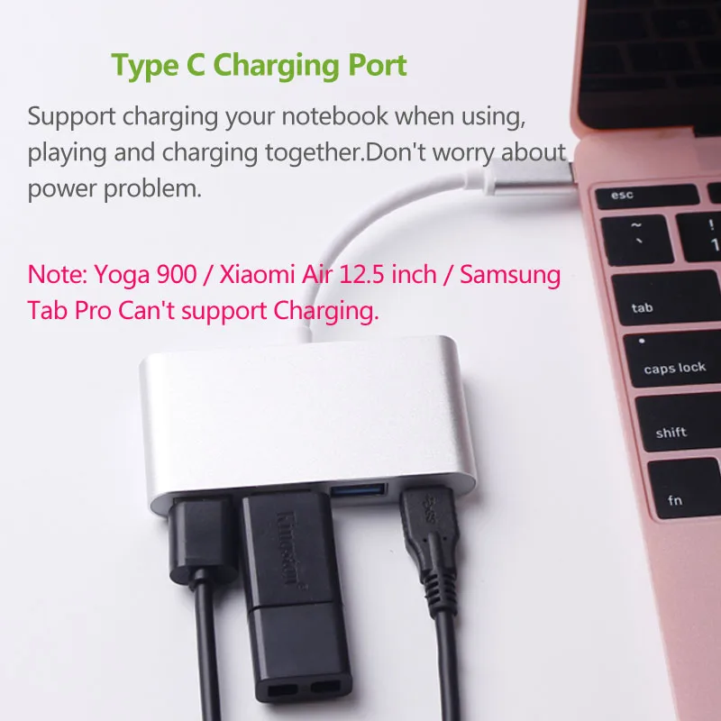 

ULT-Best Type-C Type C to USB 3.0 HUB 3 Ports with USB-C Charging Port Adapter Hab for New MacBook 12" Google Chromebook Pixel