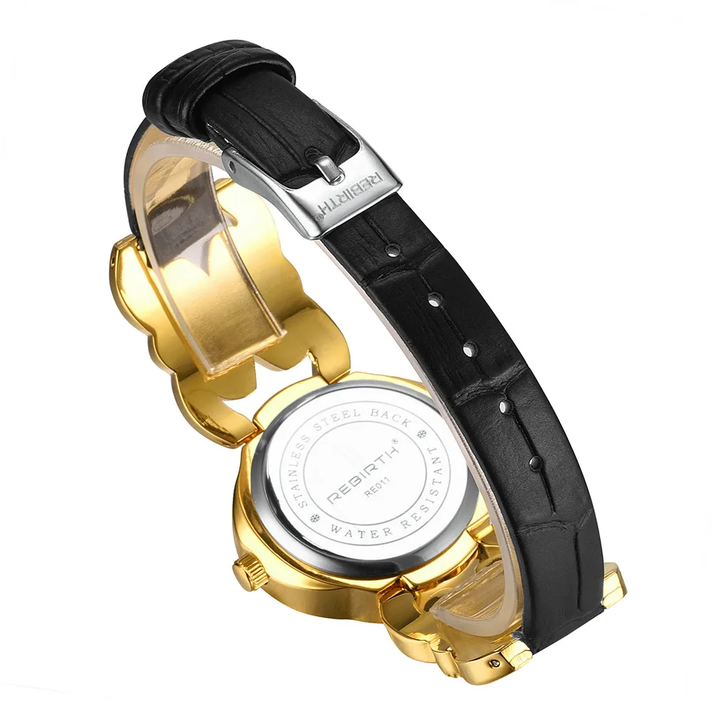 Женские золотые часы с цветком и бриллиантами наручные из нержавеющей стали для