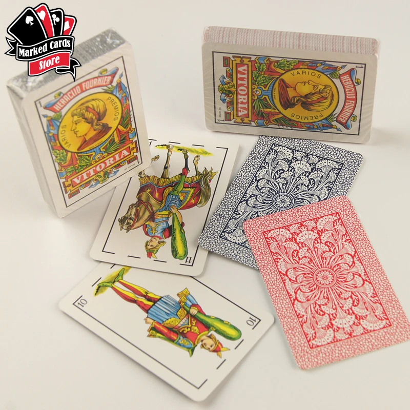 Красный и синий Fournier № 12 40 и 50 Cartas светящиеся невидимые платные карты обман устройство в покерных игр, 2 красные колоды
