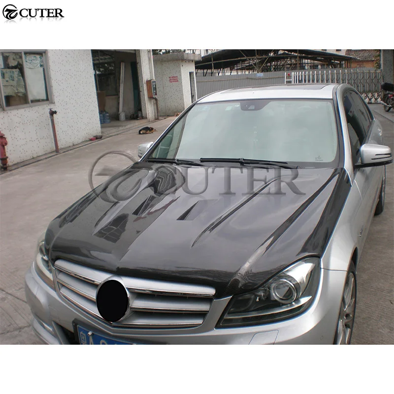 W204 C200 C300 оригинальные стильные капоты двигателя из углеродного волокна