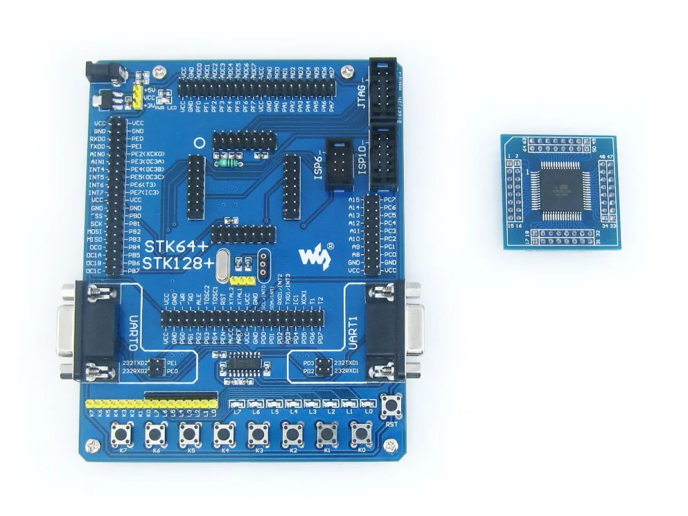 AVR ATmega128 ATmega128A ATMEL Development Board Kit + 2pcs ATmega128A-AU Core = Waveshare STK128+ Premium | Компьютеры и офис