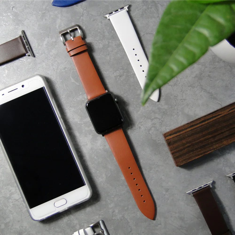 Белый коричнево черная кожа для активного отдыха и развлечений apple watch 38/42 мм