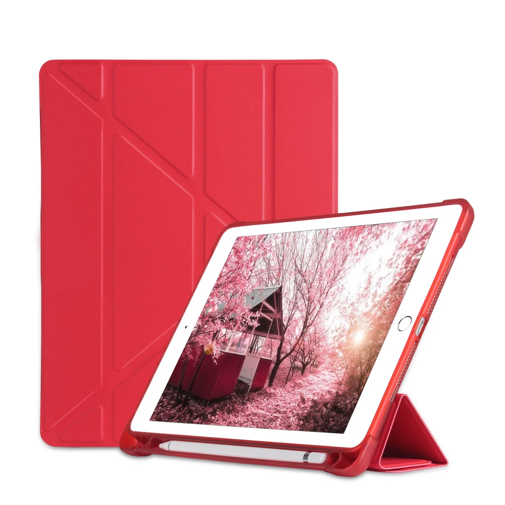 Чехол-карандаш ZAIWJ с подставкой для Apple iPad, 9,7 дюймов, A1822, A1893, A1954, Air 1/2, Pro, из искусственной кожи, деформированный, умный чехол, пробуждение, автоматический режим сна
