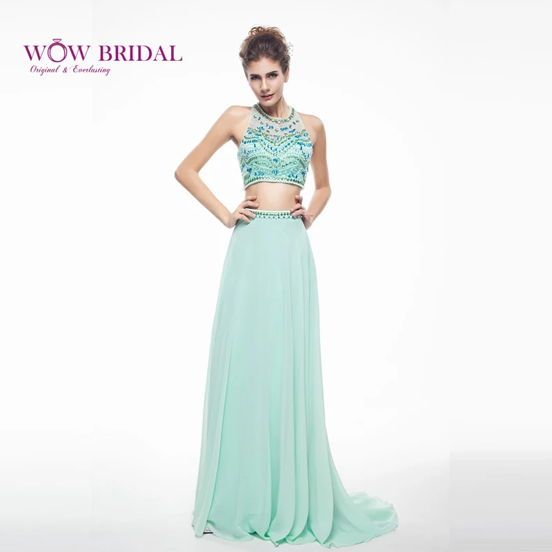Wowbridal вышитые бисером мятно зеленые платья для встречи выпускников длинные 2021