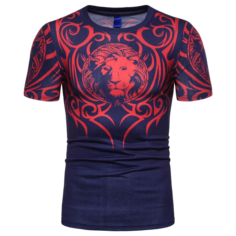 Лидер продаж Мужская футболка с принтом льва футболки в этническом стиле