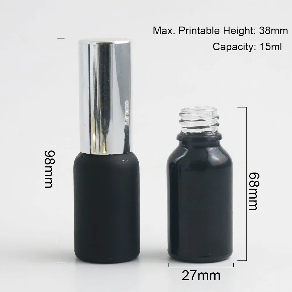 

360 x 15ml Empty Matt Black Glass Shampoo Cream Bottles 1/2oz Bright Black Glass Essence Oil Container With Lotion Pump