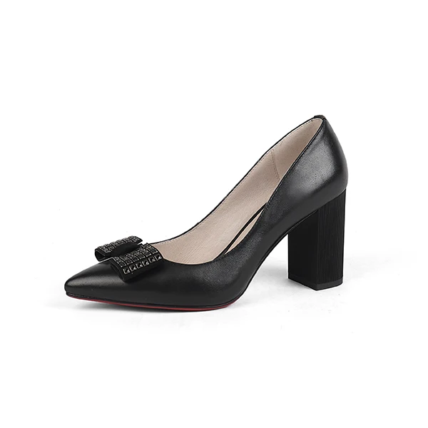 black Sheepskin SOPHITINA/модные туфли-лодочки с аппликацией; высококачественные туфли из натуральной кожи на высоком тонком каблуке с острым носком; новые специальные женские туфли-лодочки; SC158 - Цвет: black Sheepskin