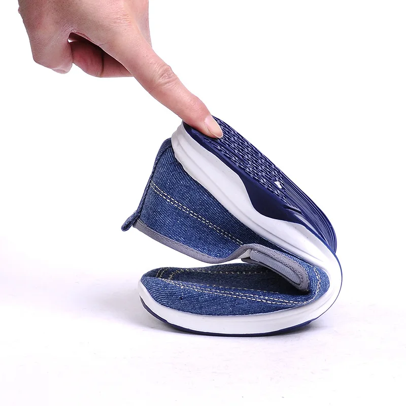 CUWHF 2019 New Spring/Autumn Fashion Denim Shoes For Student Solid Fabric Loafers Men Slip-on Shallow Simple Style Flat Sneakers | Обувь