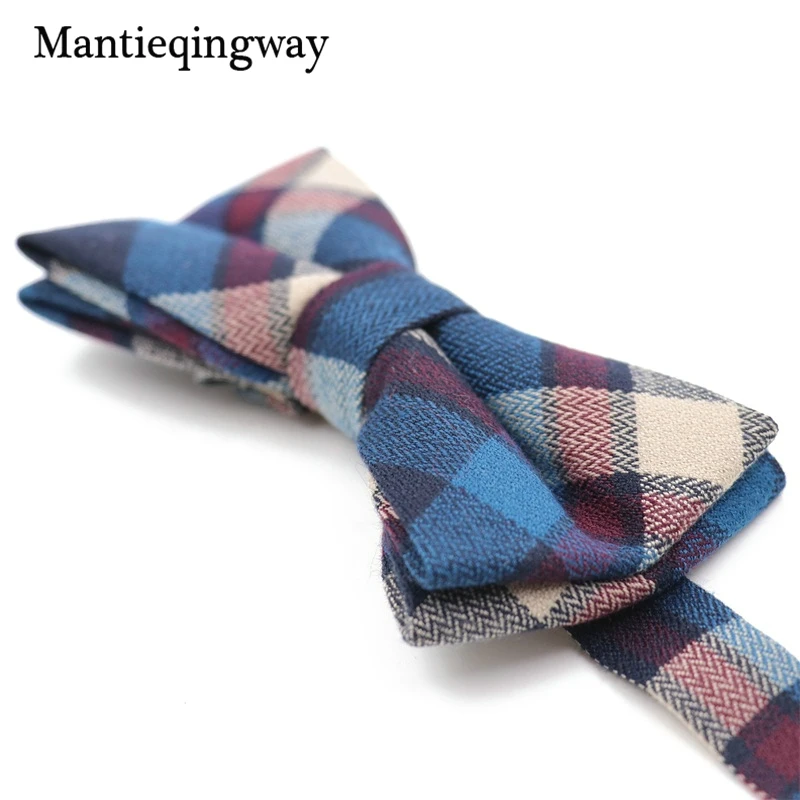 Мужской клетчатый галстук бабочка Mantieqingway хлопчатобумажный в полоску для
