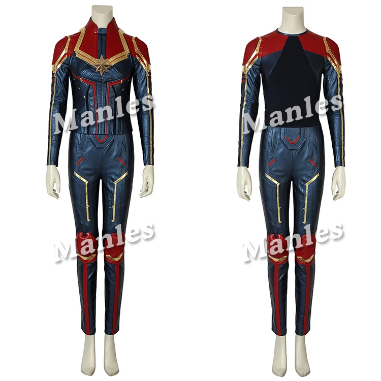 Капитан костюм Марвел мисс Марвел Carol Danvers Косплей кожаный комбинезон для взрослых женщин Хэллоуин наряд индивидуальный заказ