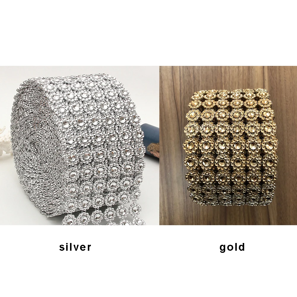 Bling Роскошные 6 цветок форма подсолнечника тесьма со стразами сетки обёрточная