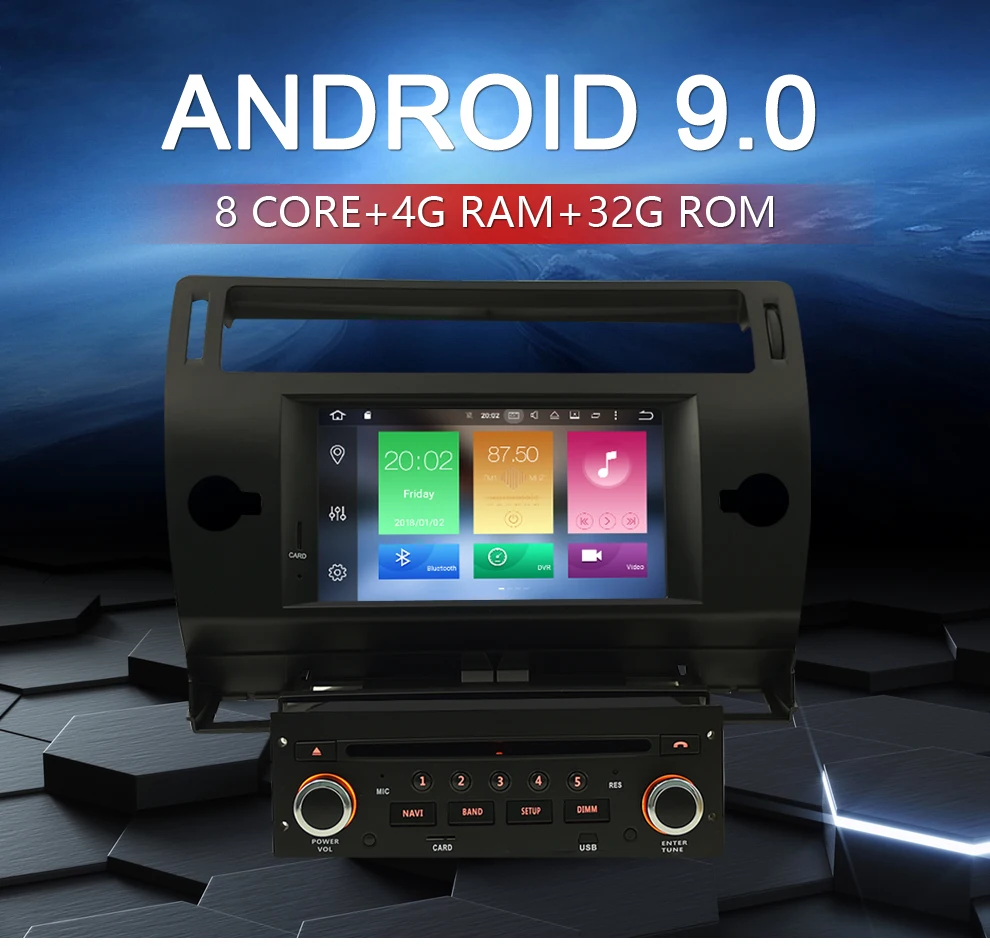 Android 9,0 сенсорный экран автомобиля gps DVD стерео для Citroen C4 C-Triomphe C-Quatre 2004-2009 Видео Радио wifi FM мультимедийный плеер