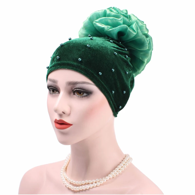 300 шт./лот Для женщин большой цветок Pearl Beanie Кепки Рак химиотерапия шляпа