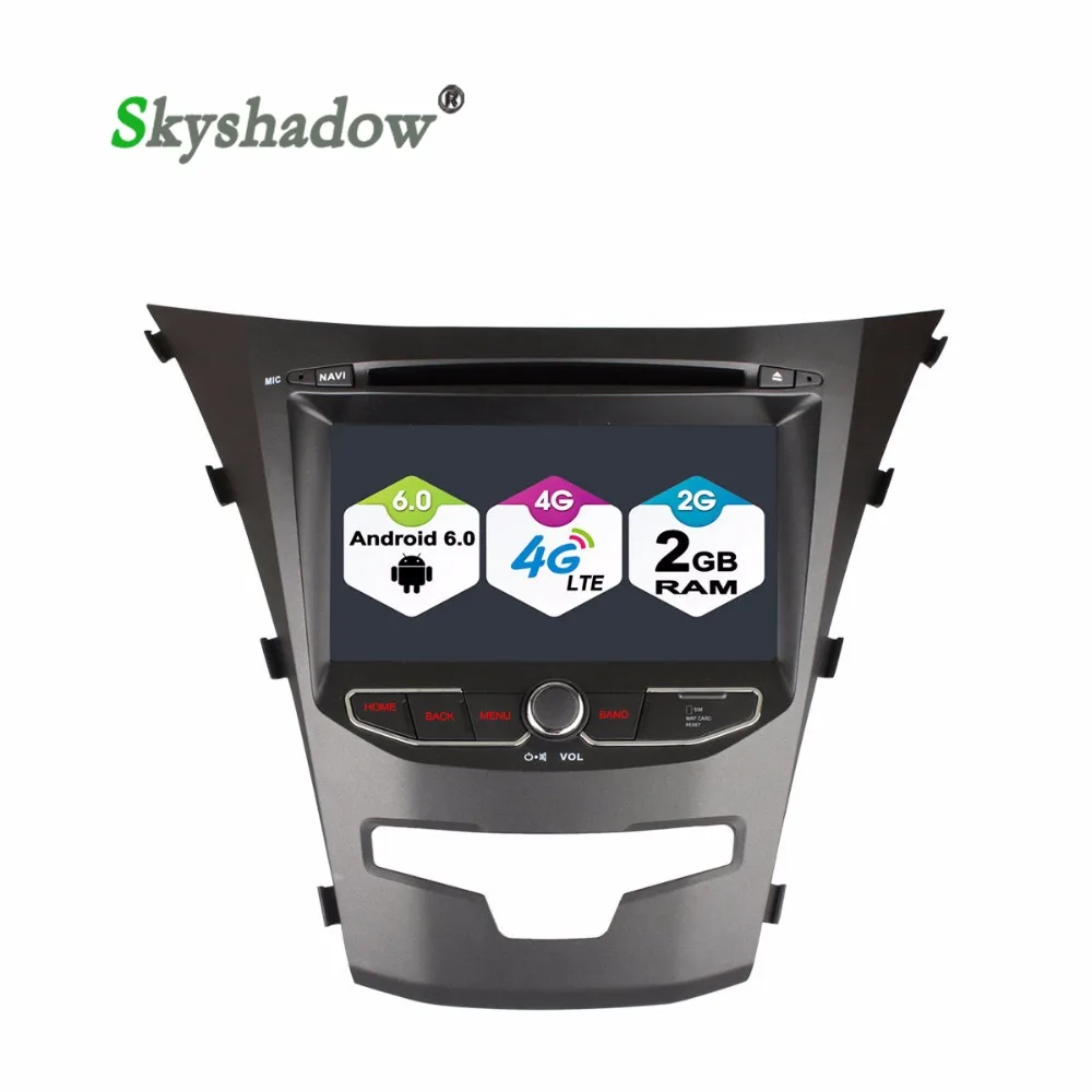 SKYSHADOW Quad Core Android 6.0 dvd плеер Автомобиля Для SsangYong New Actyon Korando 2014 WI FI Bluetooth Радио 2 Г RAM 16