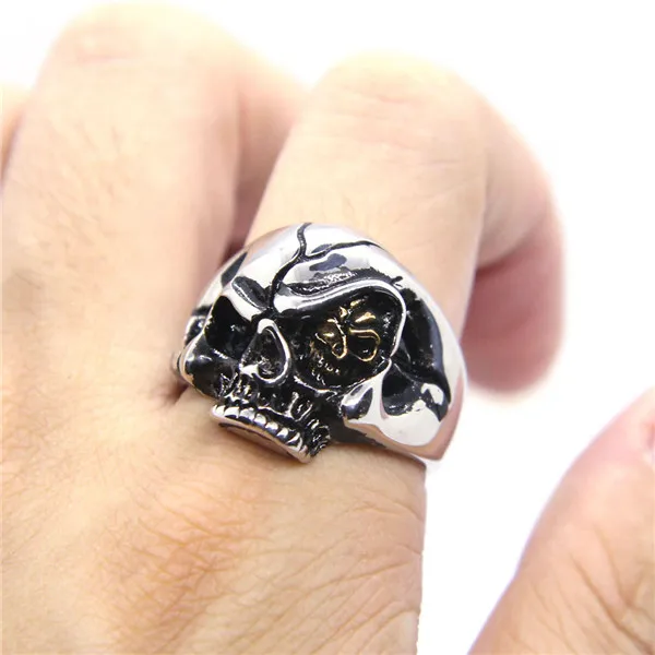 Новинка 2018 Крутое стильное Золотое модное кольцо с черепом из нержавеющей стали