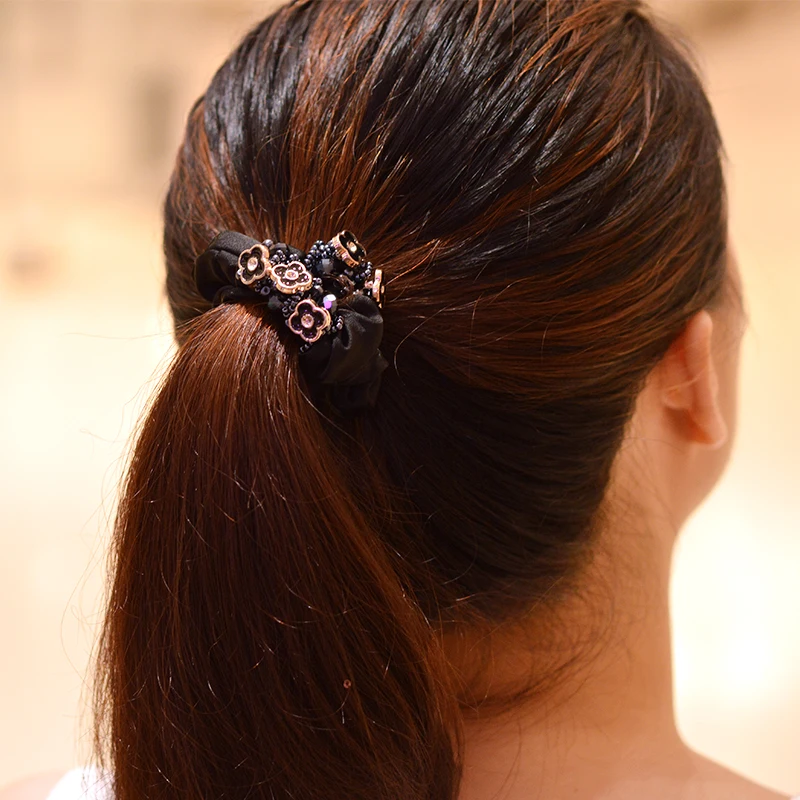 Women headband flower hairband vintage elastic hair bands beads accessories for girls |