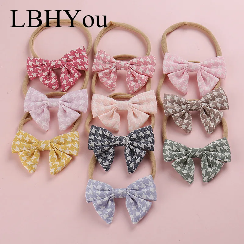 

Knot Bows Fabric Nylon Headbands,One Size Fit Most Cotton Bowknot Soft Nylon Headband,School Girls Elastic Stretchy Hairbands
