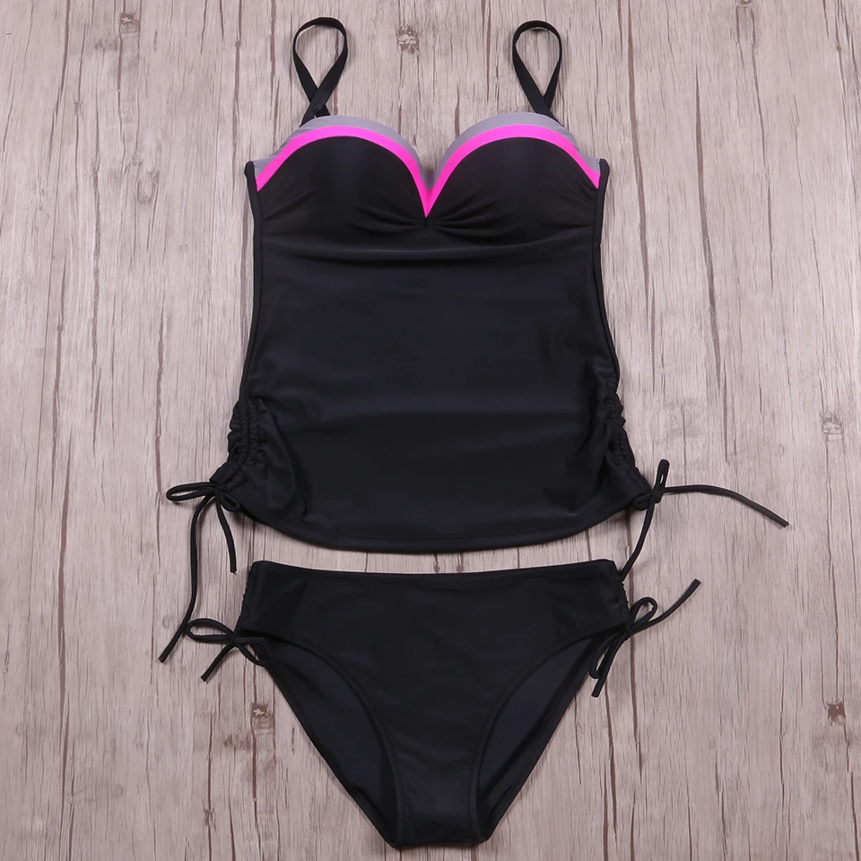 Женский купальник бикини KayVis винтажный танкини с высокой талией пуш ап большие