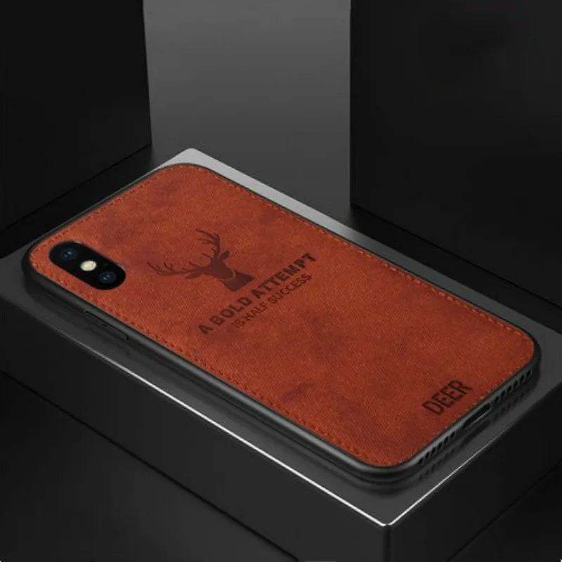 Deer Brown Роскошный тканевый фрабический кожаный чехол для телефона для iPhone X 10 XS 7 8 6 6S Plus силиконовый мягкий задний Чехол s для iPhone XR XS Max Capas - Цвет: Deer Brown