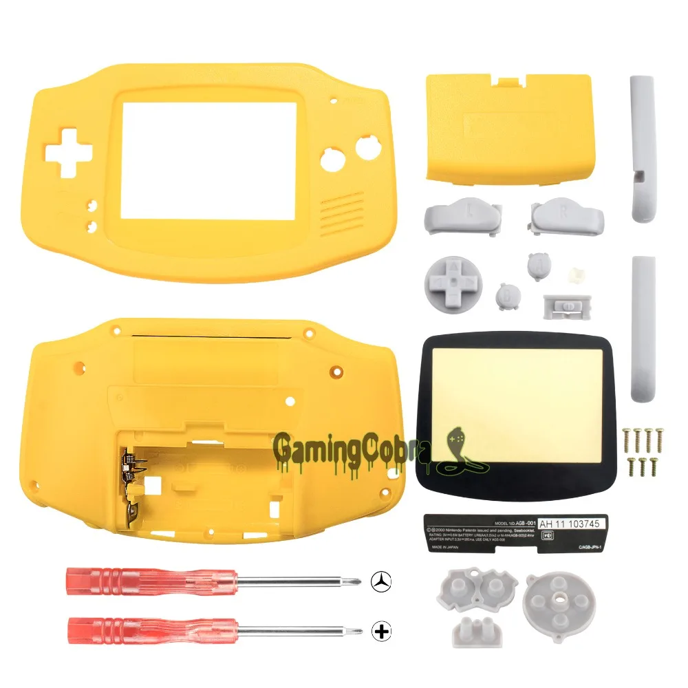 Лимонно желтый полный корпус оболочки кнопки с объективом экрана для Gameboy Advance