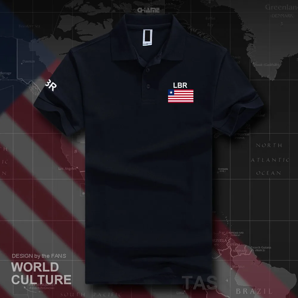 Liberia Liberian polo рубашки для мужчин с коротким рукавом белые бренды принтом страны 2017