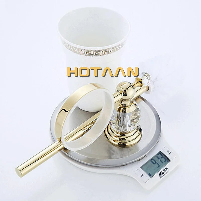 HOTAAN настенный держатель туалетной щетки, керамическая чашка Строительная база, золотой цвет аксессуары для ванной комнаты YT-12812